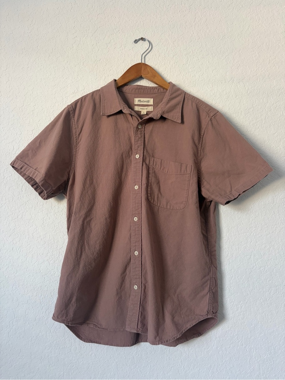 Madewell Men's Short-Sleeve Button-Down Shirt - Mauve